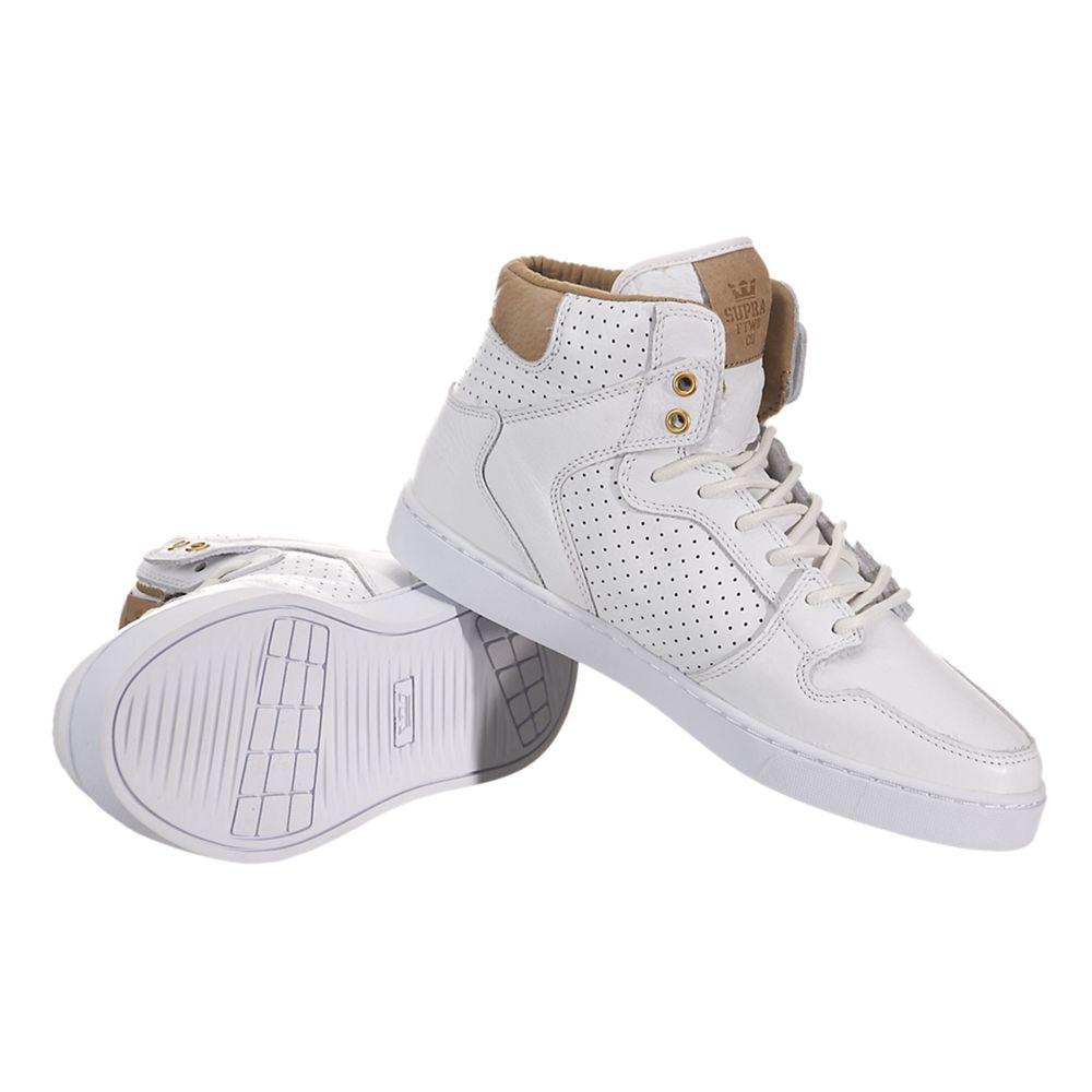 Baskets Montantes Supra Vaider LX Blanche White/Tan-White Homme | DRZ-67310561